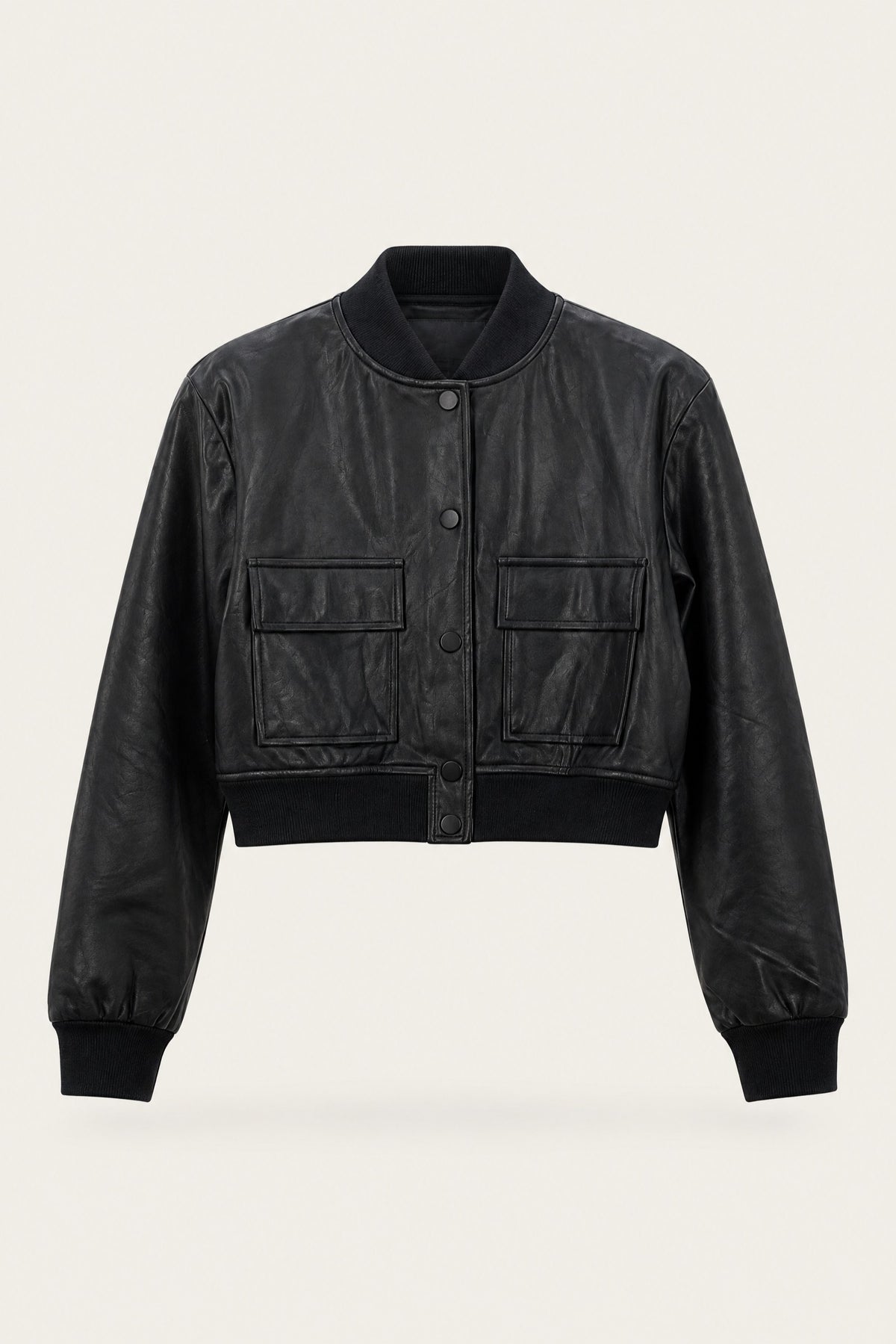 Blouson bomber court en similicuir – Noir – EMORA