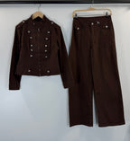 Ensemble officier veste cintrée et pantalon large – photo produit – EMORA