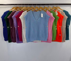Pull sans manches en maille col V