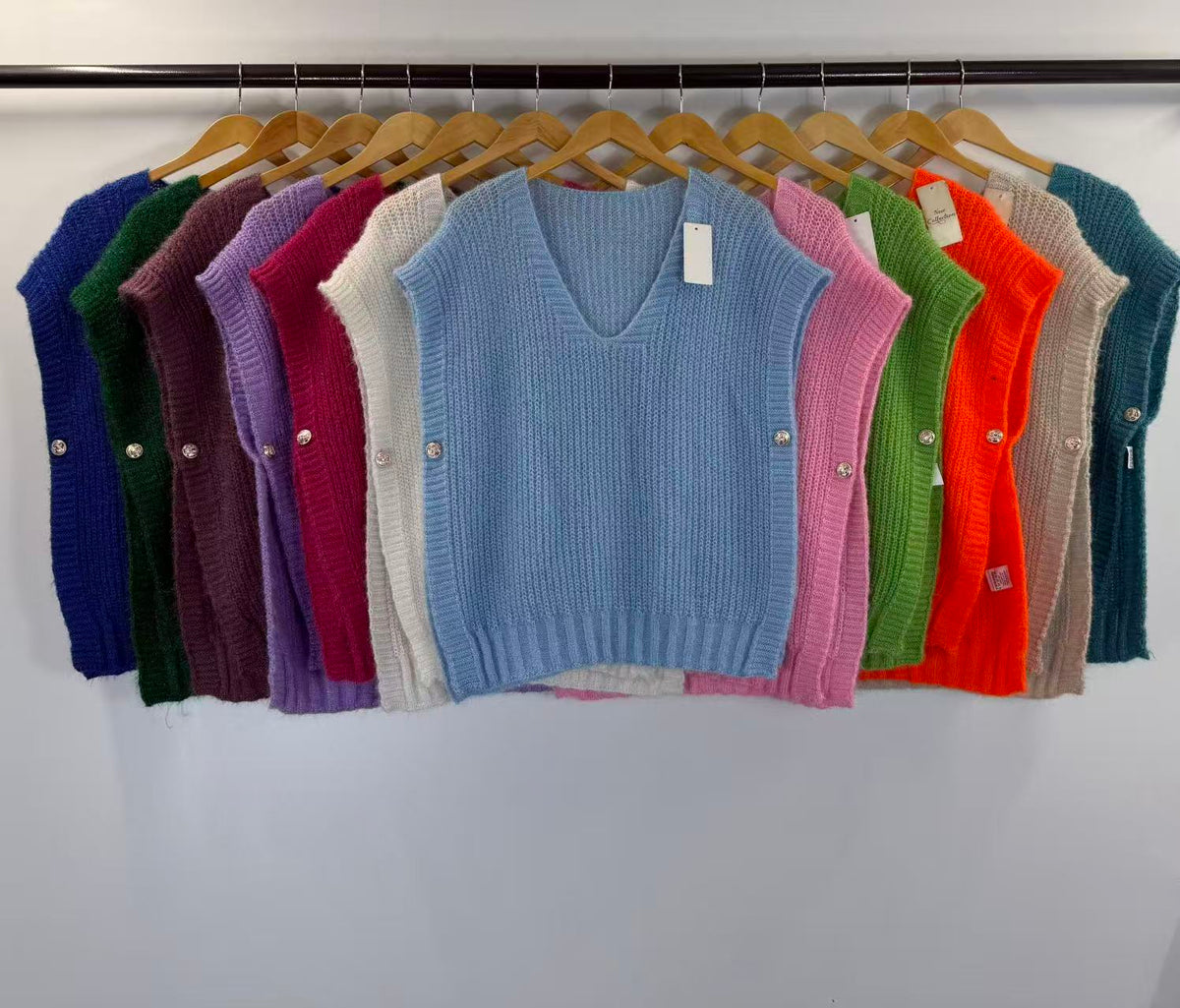 Pull sans manches en maille col V