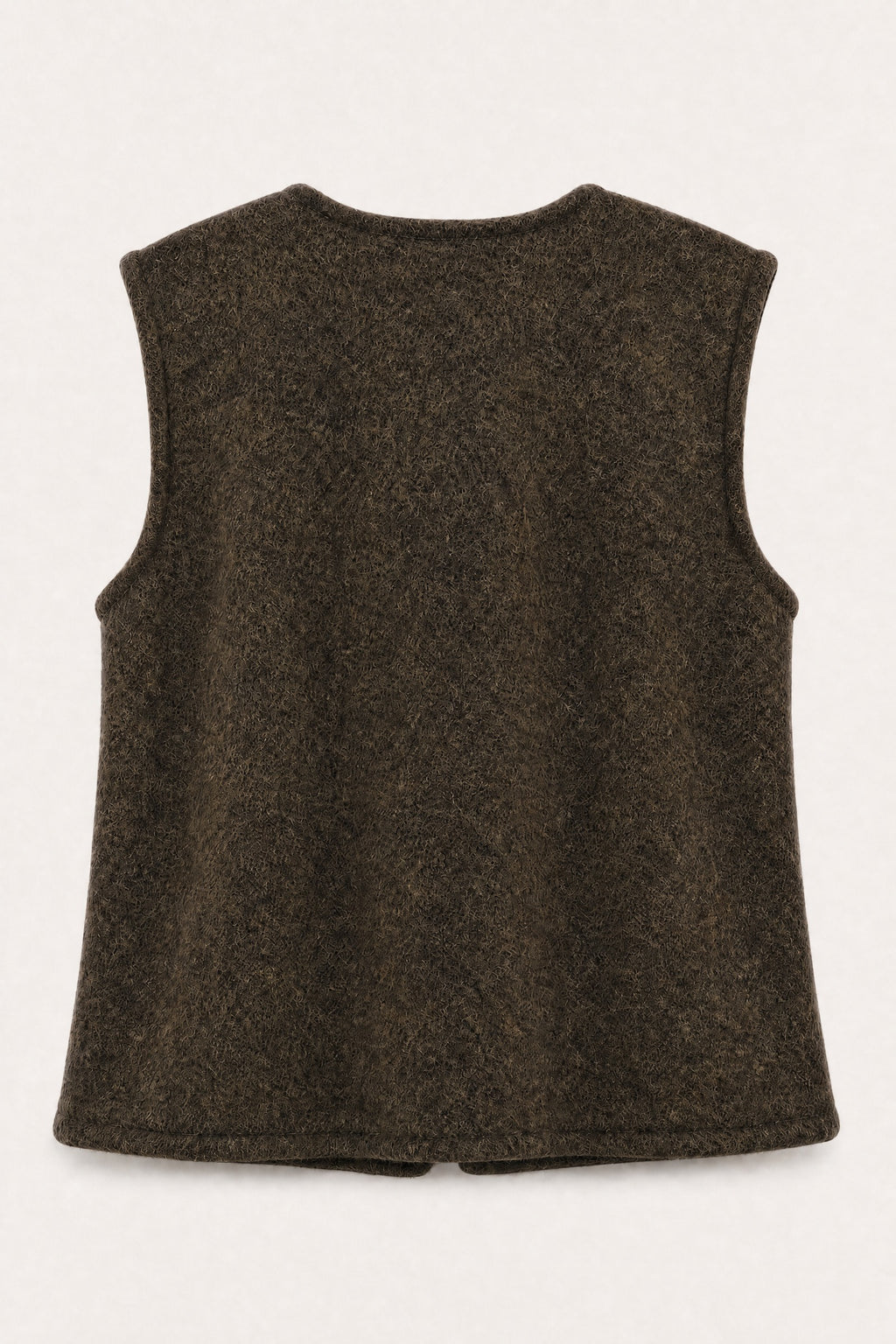 Gilet sans manches effet laine – Chocolat – vue de dos – EMORA