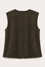 Gilet sans manches effet laine – Chocolat – vue de dos – EMORA