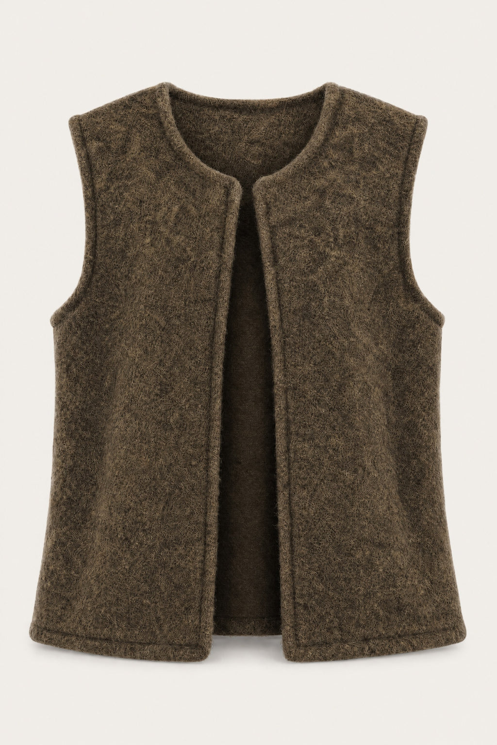Gilet sans manches effet laine – Chocolat – vue de face – EMORA