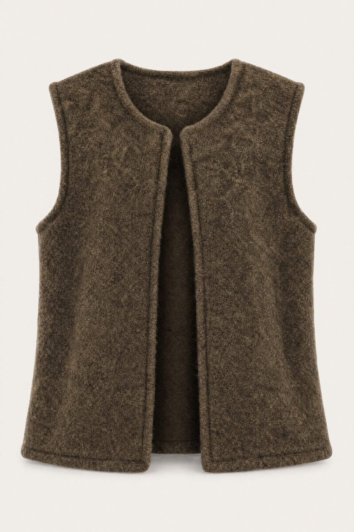 Gilet sans manches effet laine – Chocolat – vue de face – EMORA