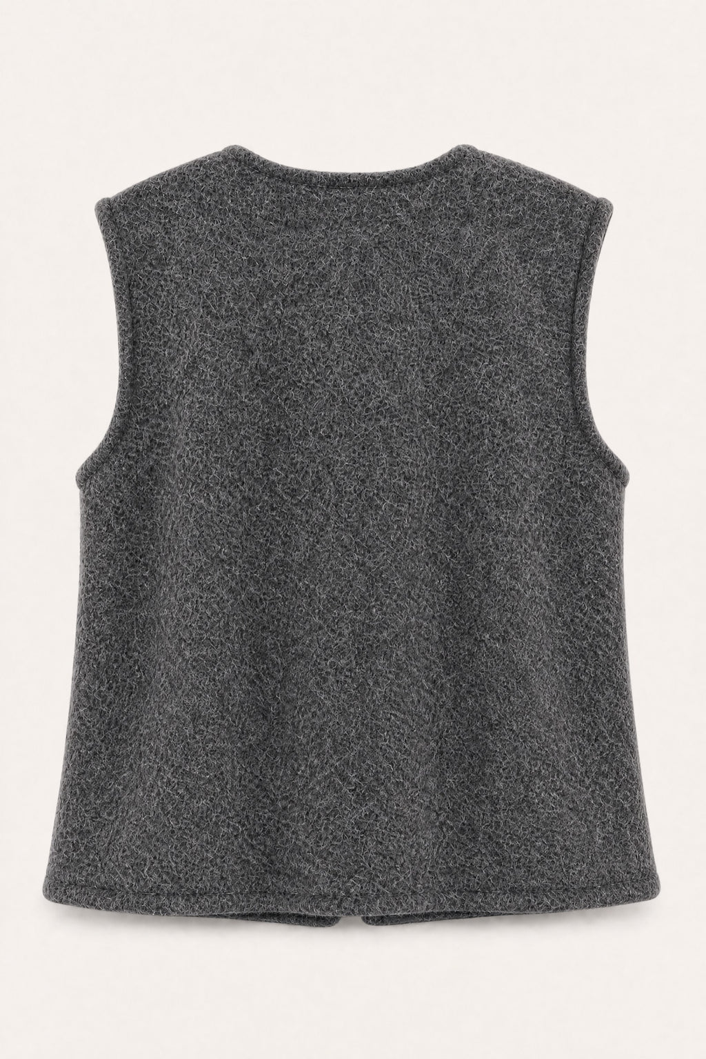 Gilet sans manches effet laine – Gris – vue de dos – EMORA