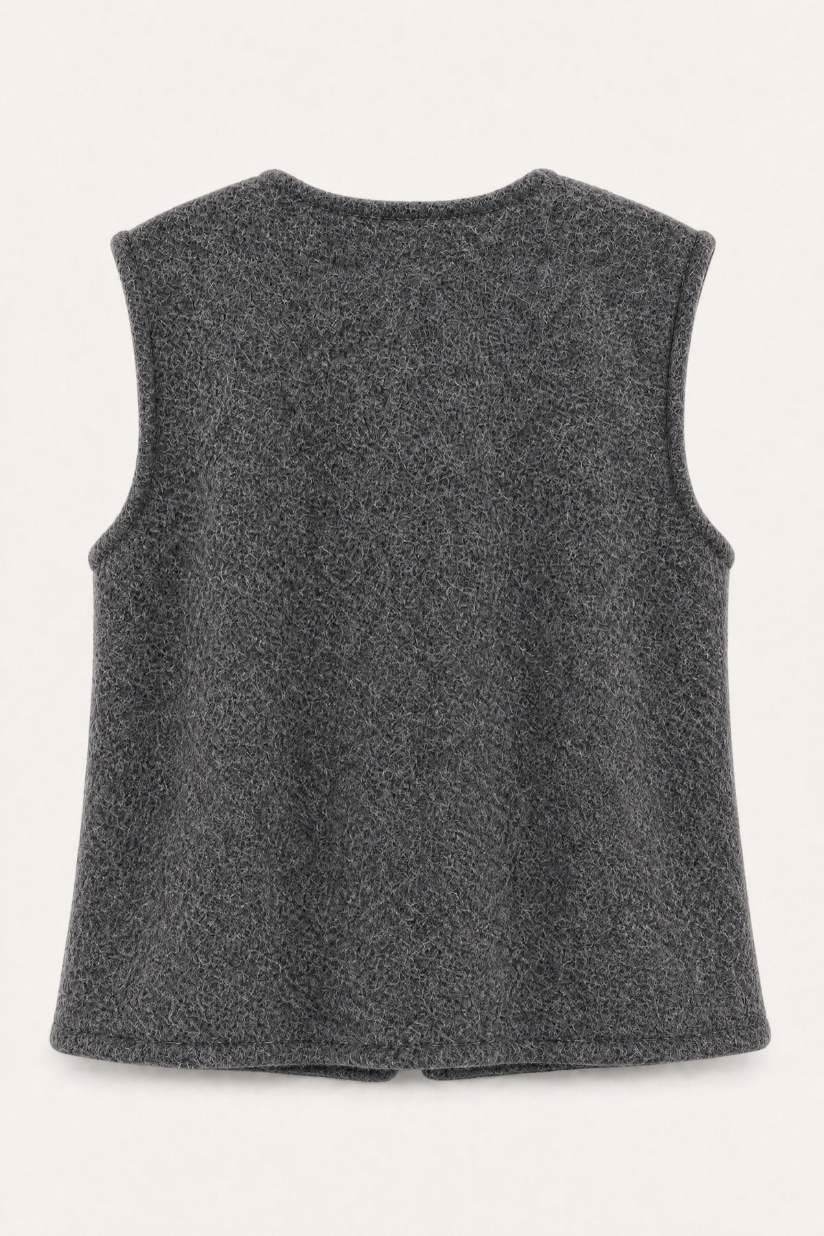 Gilet sans manches effet laine – Gris – vue de dos – EMORA