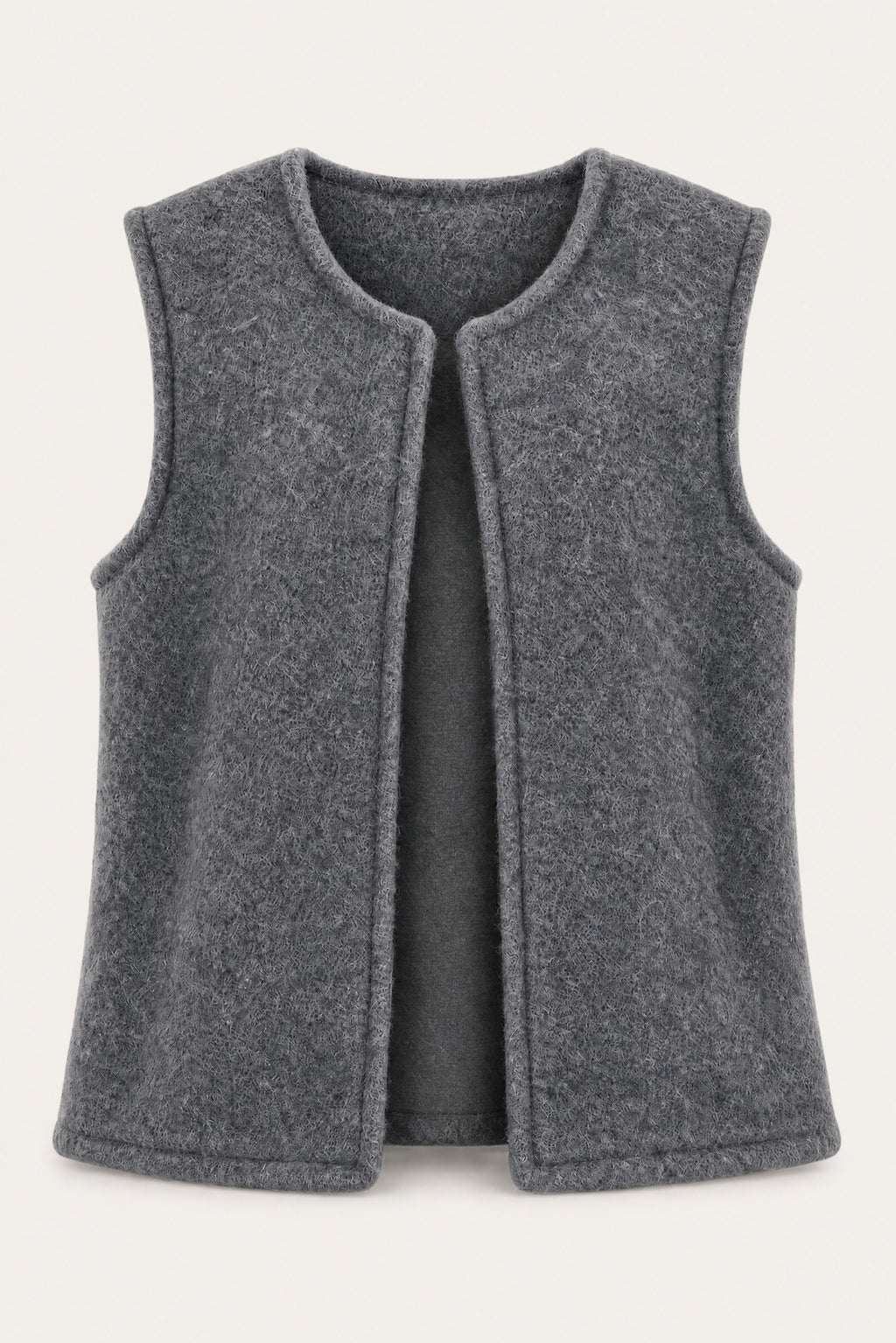 Gilet sans manches effet laine – Gris – vue de face – EMORA