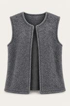 Gilet sans manches effet laine – Gris – vue de face – EMORA