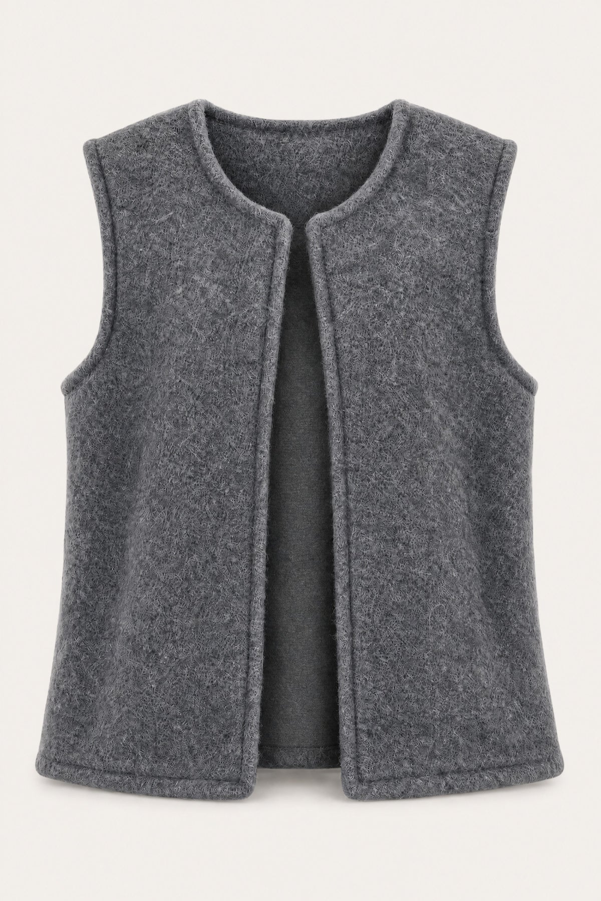Gilet sans manches effet laine – Gris – vue de face – EMORA