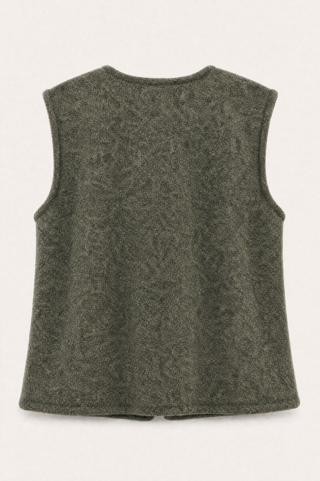 Gilet sans manches effet laine – Kaki – vue de dos – EMORA