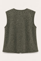 Gilet sans manches effet laine – Kaki – vue de dos – EMORA