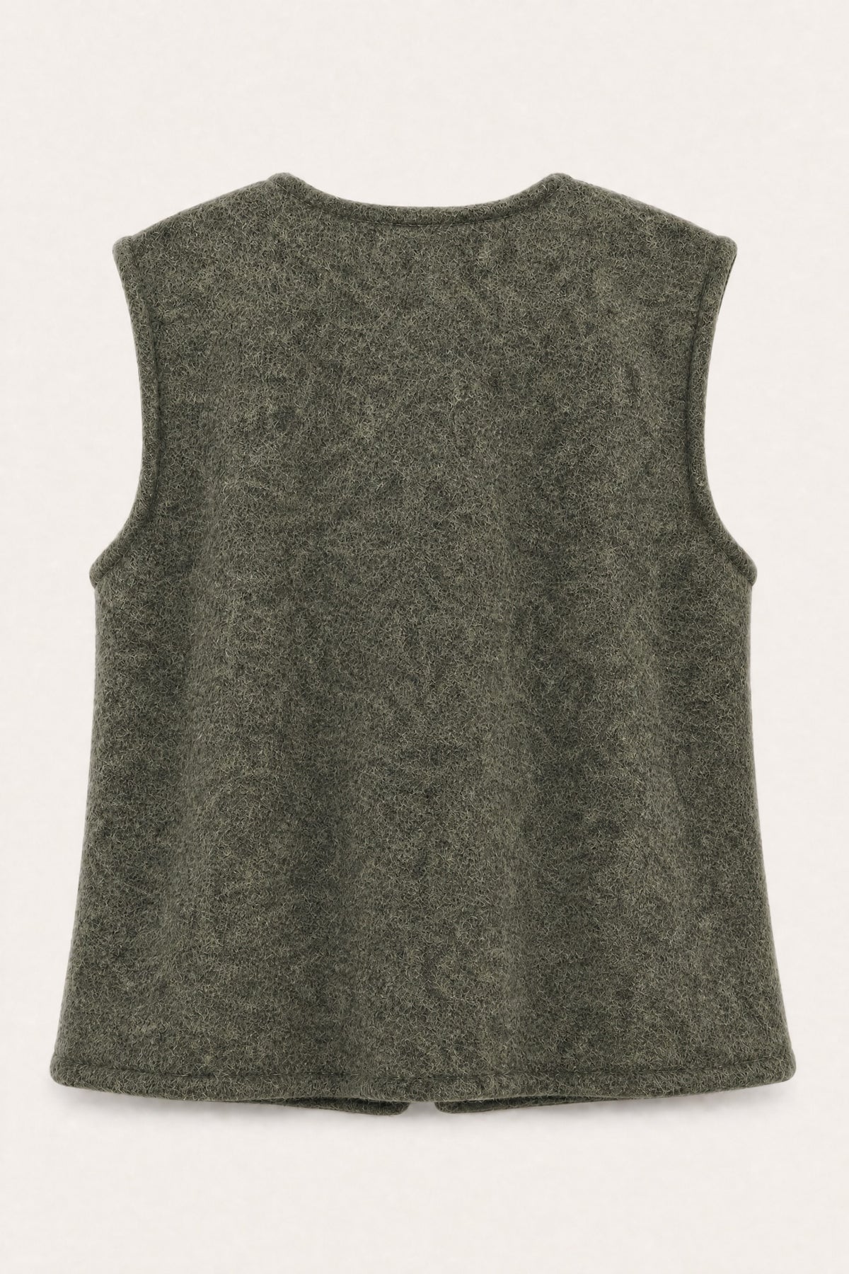 Gilet sans manches effet laine – Kaki – vue de dos – EMORA