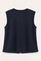 Gilet sans manches effet laine – Marine – vue de dos – EMORA