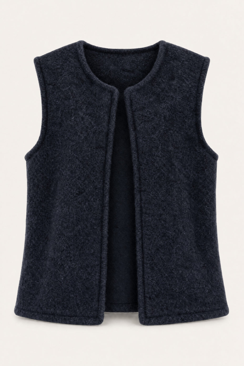 Gilet sans manches effet laine – Marine – vue de face – EMORA