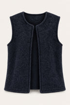 Gilet sans manches effet laine – Marine – vue de face – EMORA