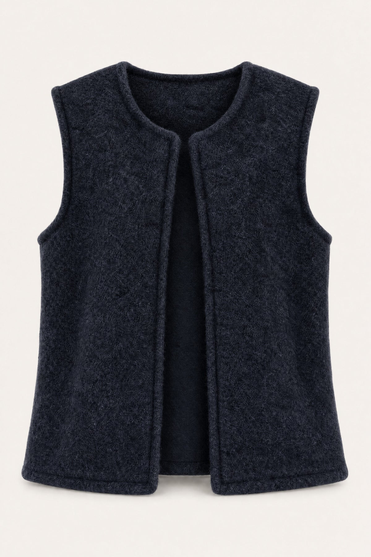 Gilet sans manches effet laine – Marine – vue de face – EMORA
