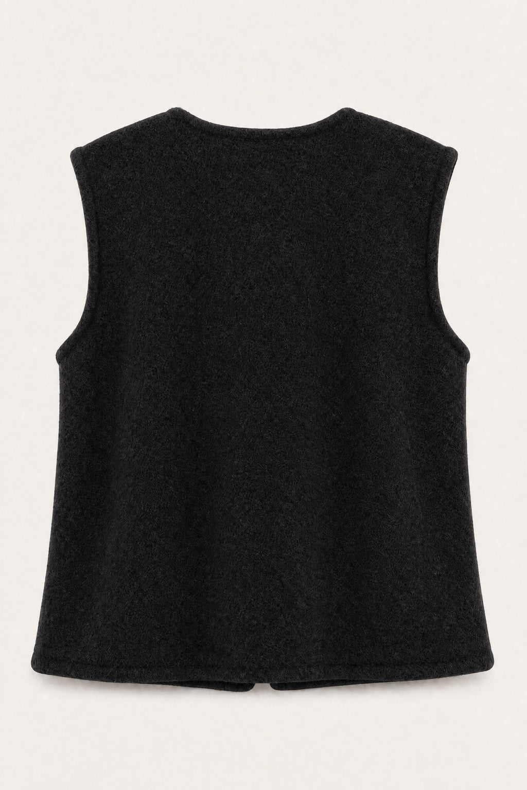 Gilet sans manches effet laine – Noir – vue de dos – EMORA
