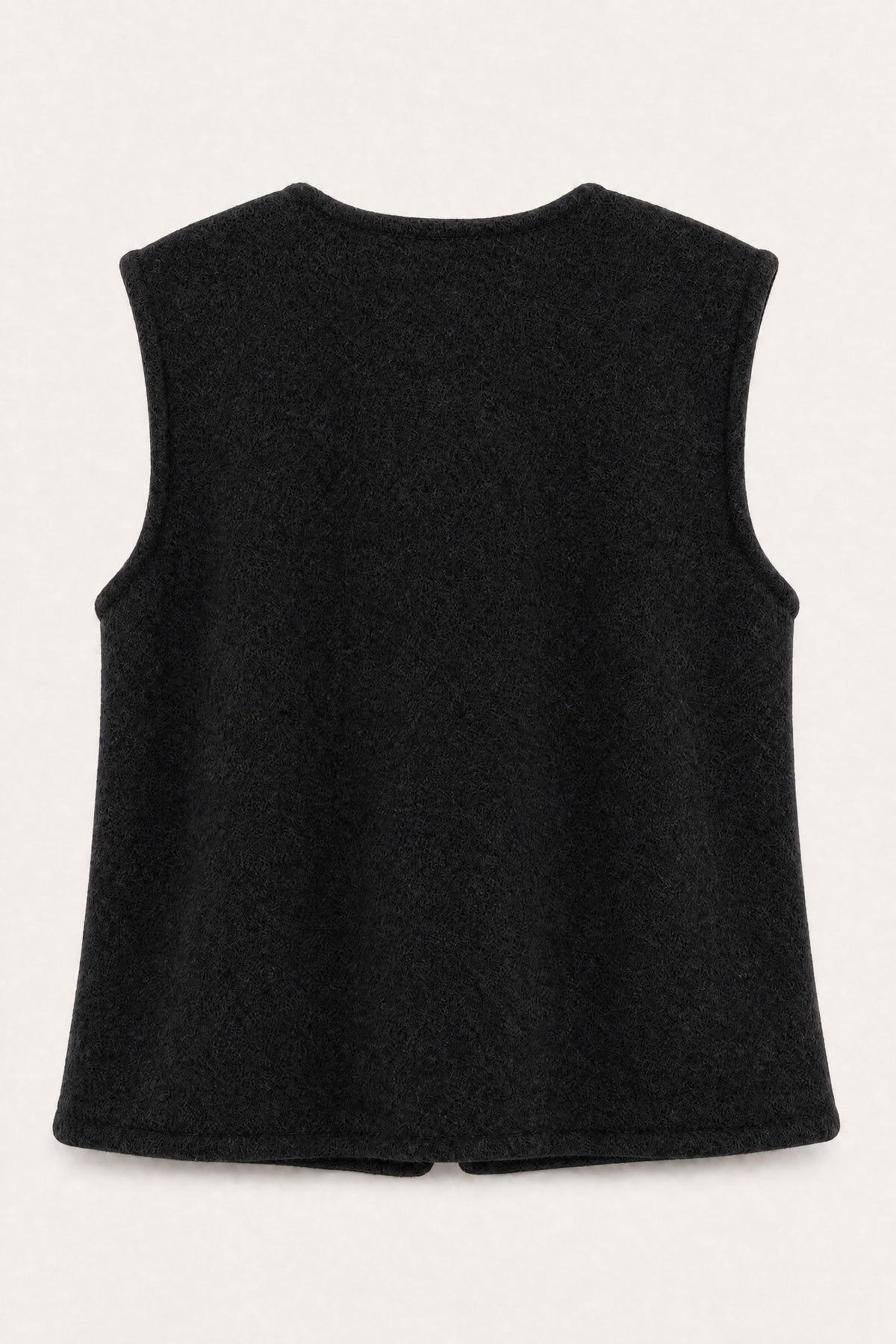 Gilet sans manches effet laine – Noir – vue de dos – EMORA