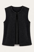 Gilet sans manches effet laine – Noir – vue de face – EMORA