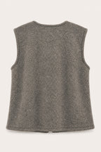 Gilet sans manches effet laine – Taupe – vue de dos – EMORA
