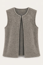 Gilet sans manches effet laine – Taupe – vue de face – EMORA